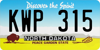ND license plate KWP315