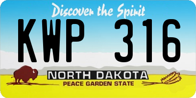 ND license plate KWP316