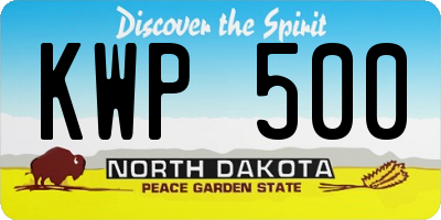 ND license plate KWP500