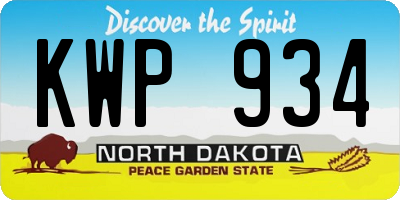 ND license plate KWP934