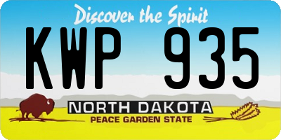 ND license plate KWP935