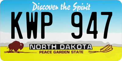 ND license plate KWP947