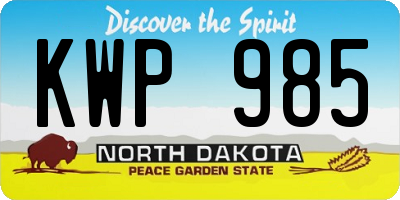 ND license plate KWP985