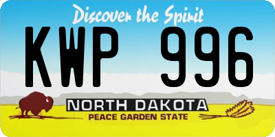 ND license plate KWP996