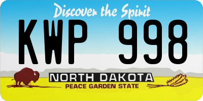 ND license plate KWP998