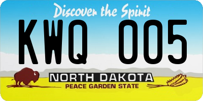 ND license plate KWQ005