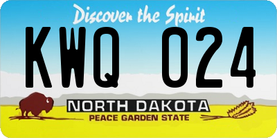 ND license plate KWQ024