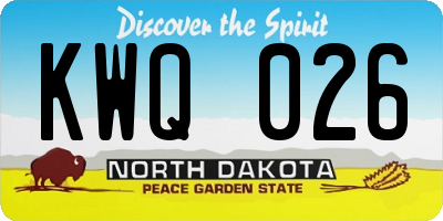 ND license plate KWQ026