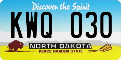 ND license plate KWQ030
