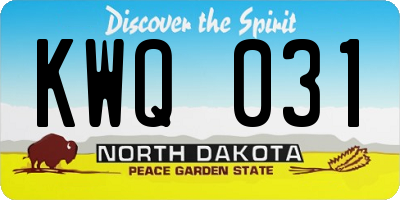 ND license plate KWQ031