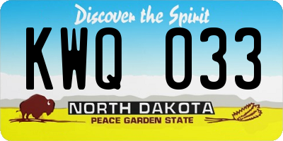 ND license plate KWQ033