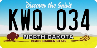 ND license plate KWQ034