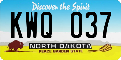 ND license plate KWQ037