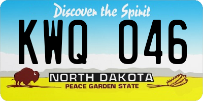 ND license plate KWQ046