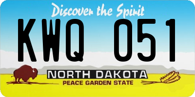 ND license plate KWQ051