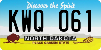 ND license plate KWQ061