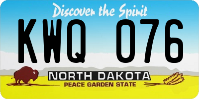 ND license plate KWQ076