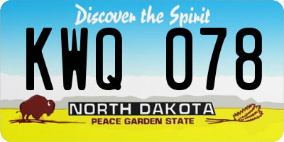ND license plate KWQ078