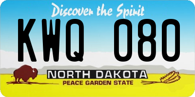 ND license plate KWQ080