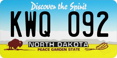 ND license plate KWQ092