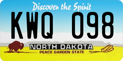 ND license plate KWQ098