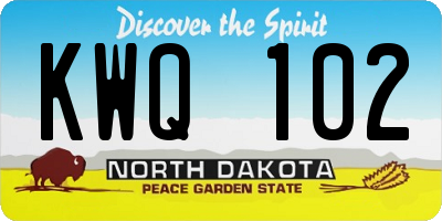ND license plate KWQ102