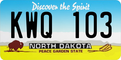 ND license plate KWQ103
