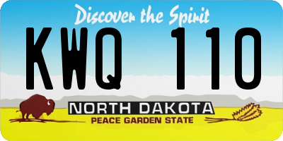 ND license plate KWQ110