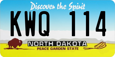 ND license plate KWQ114