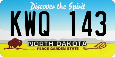 ND license plate KWQ143