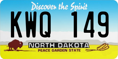 ND license plate KWQ149