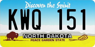 ND license plate KWQ151