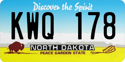 ND license plate KWQ178