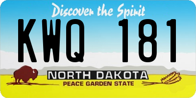 ND license plate KWQ181