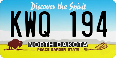 ND license plate KWQ194