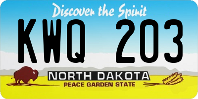 ND license plate KWQ203