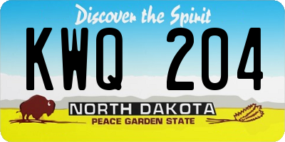 ND license plate KWQ204