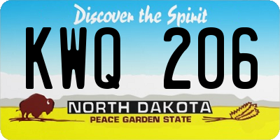 ND license plate KWQ206