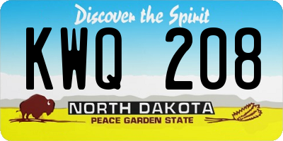 ND license plate KWQ208