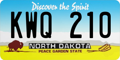 ND license plate KWQ210