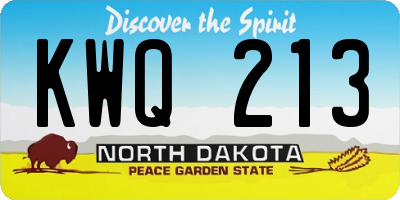 ND license plate KWQ213