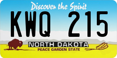 ND license plate KWQ215