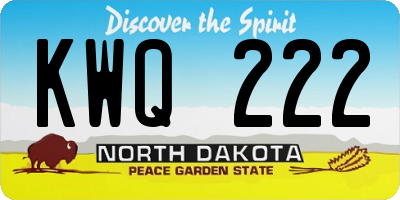 ND license plate KWQ222