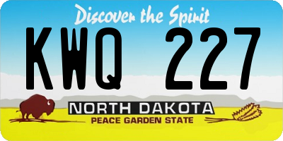 ND license plate KWQ227