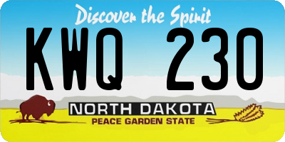 ND license plate KWQ230