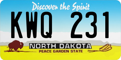 ND license plate KWQ231
