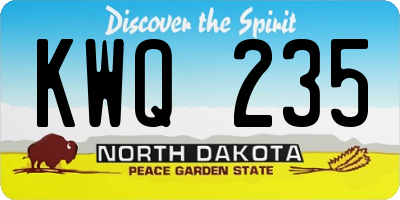 ND license plate KWQ235