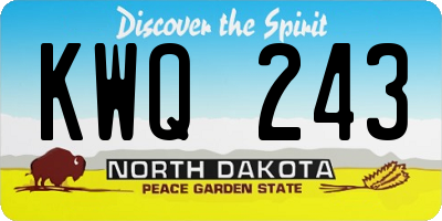 ND license plate KWQ243