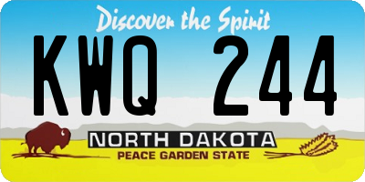 ND license plate KWQ244