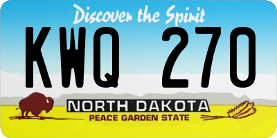 ND license plate KWQ270
